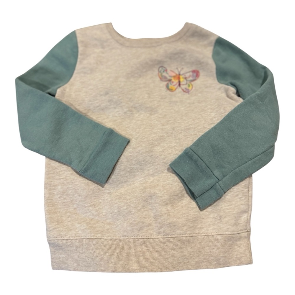 Kids Butterfly Sweatshirt - Cream and Green